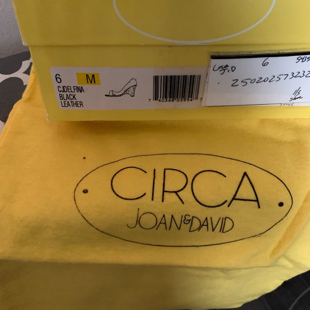 Joan & David Circa Wedge Black Open Toe Heels - image 5